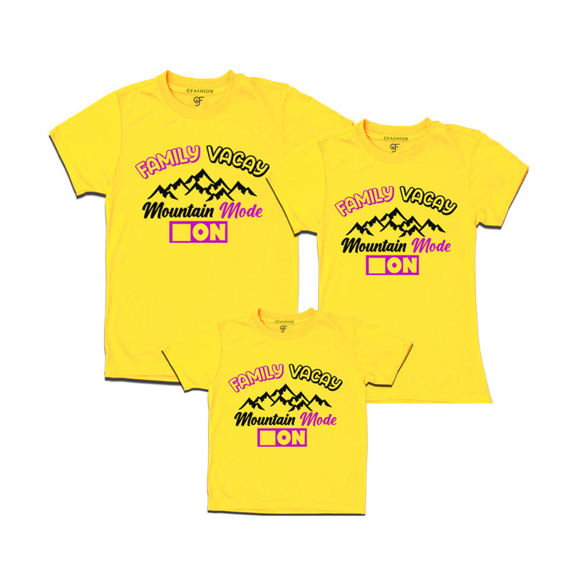 Family Vacay Mountain Mode On T-shirts for Dad Mom and Son in Yellow Color available @ gfashion.jpg