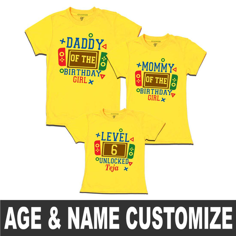 Levelup Birthday Girl T-shirts with family
