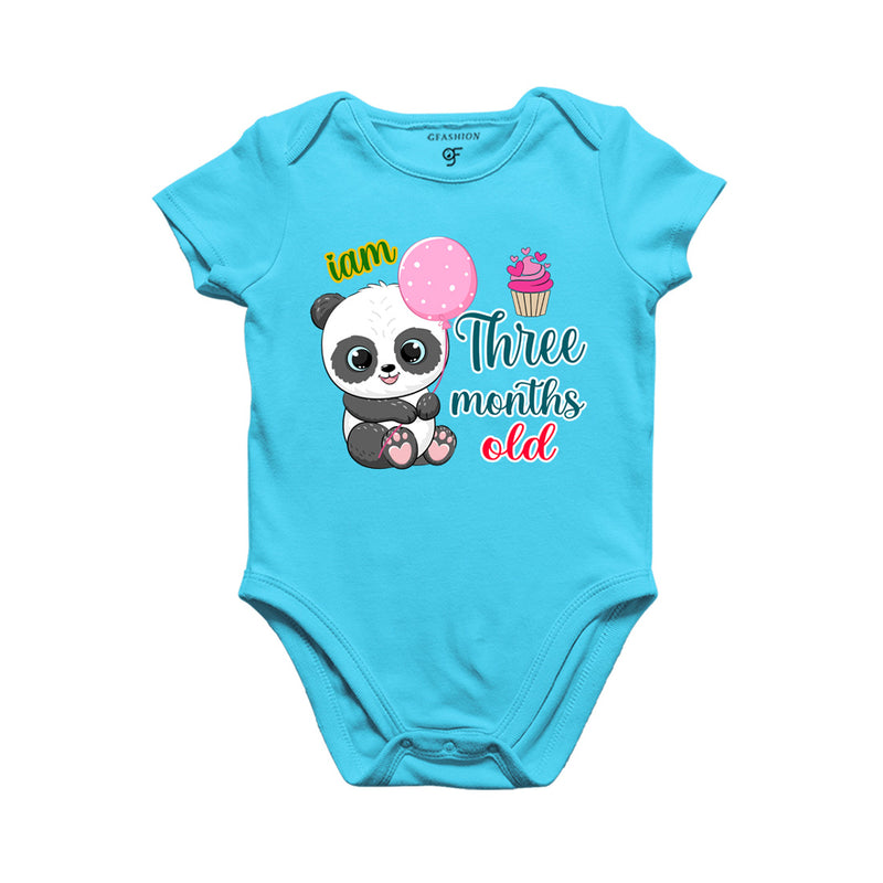 i am three months old -baby rompers/bodysuit/onesie with panda