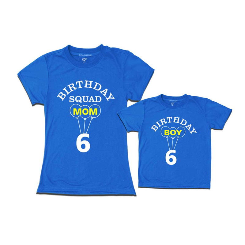 6th Birthday Boy with Squad Mom T-shirts in Blue Color available @ gfashion.jpg
