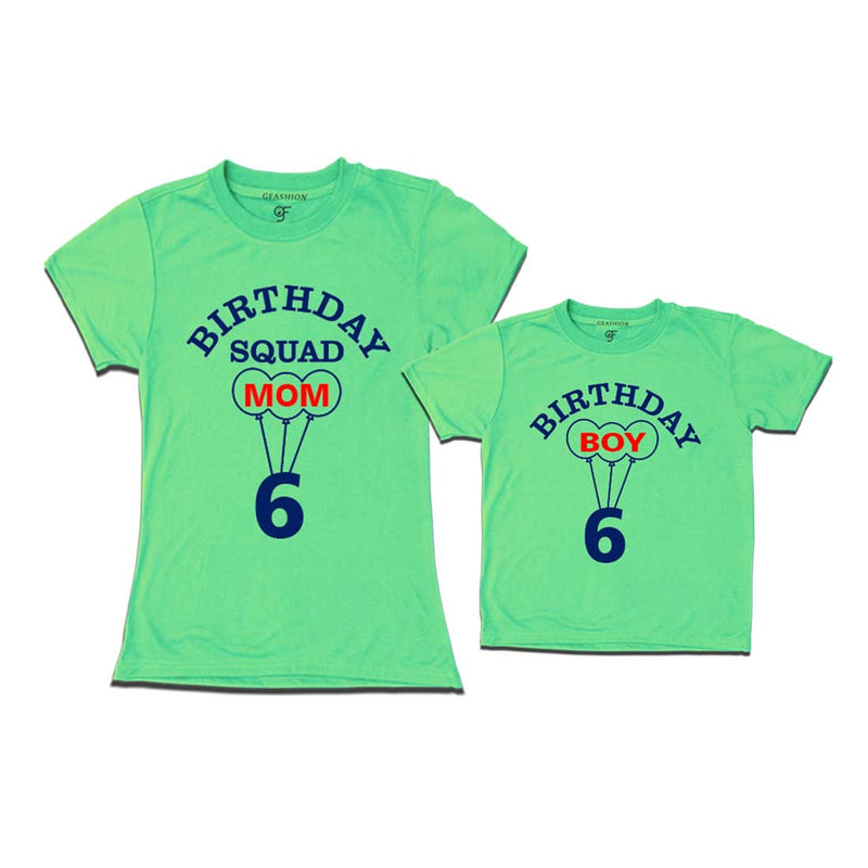 6th Birthday Boy with Squad Mom T-shirts in Pista Green Color available @ gfashion.jpg