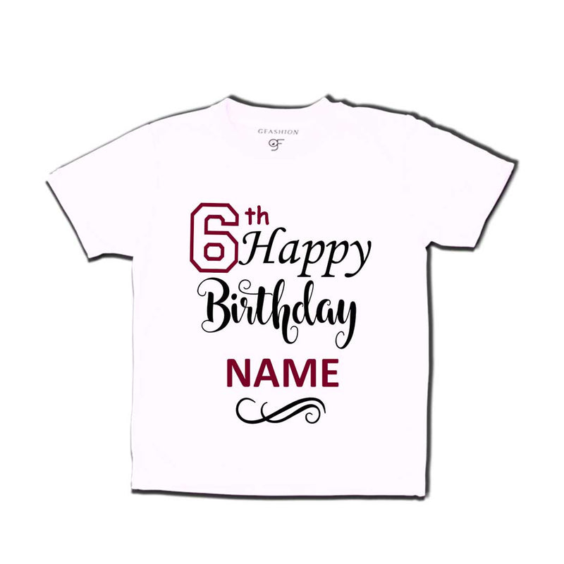6th Happy Birthday with Name T-shirt-White-gfashion