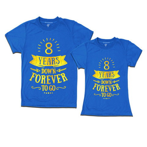  8-years-down-forever-to-go-couple-t-shirts-for-anniversary-gfashion-india-Blue