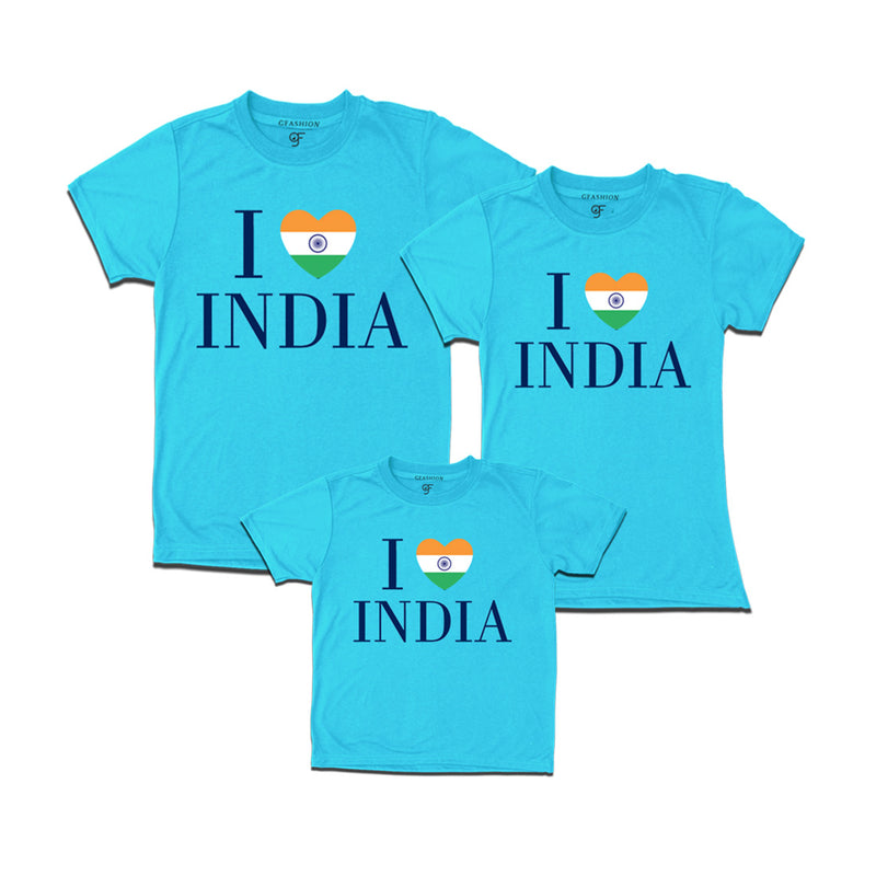 I love India Dad Mom and  Son T-shirts in Sky Blue Color available @ gfashion.jpg