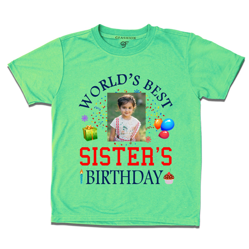 World's Best Sister's Birthday Photo T-shirt in Pista Green Color available @ gfashion.jpg