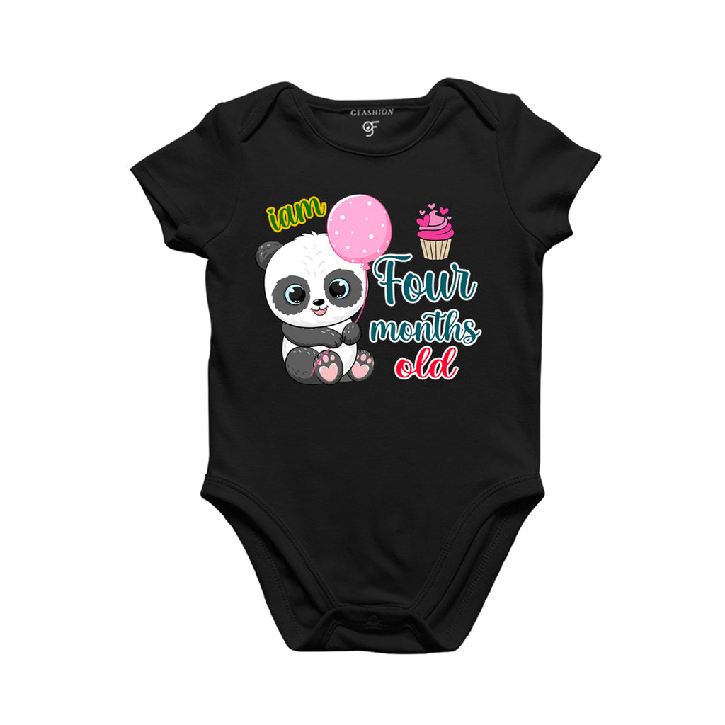 i am four months old -baby rompers/bodysuit/onesie with panda