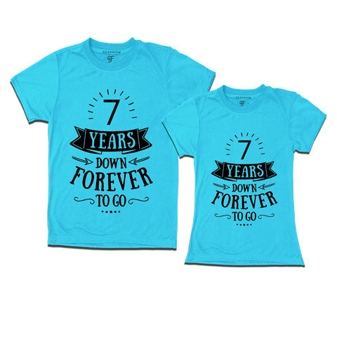 7-years-down-forever-to-go-couple-t-shirts-for-anniversary-gfashion-india-Sky blue