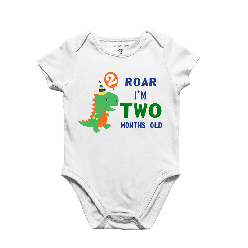 Roar I am Two Month Old Baby Bodysuit-Rompers in White Color avilable @ gfashion.jpg