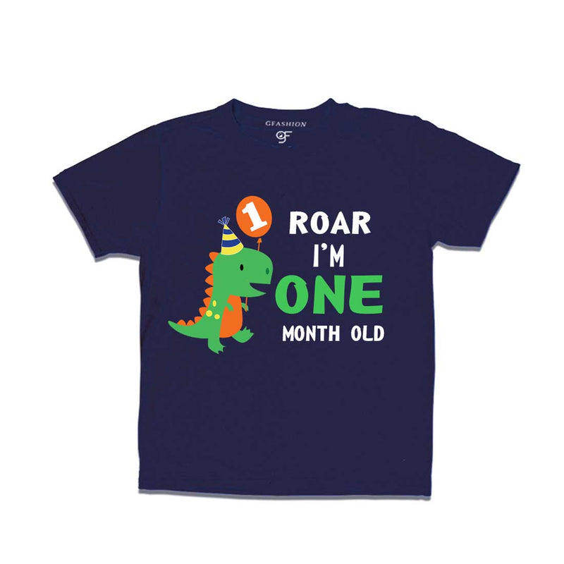 Roar I am One Month Old Baby T-shirt in Navy Color avilable @ gfashion.jpg