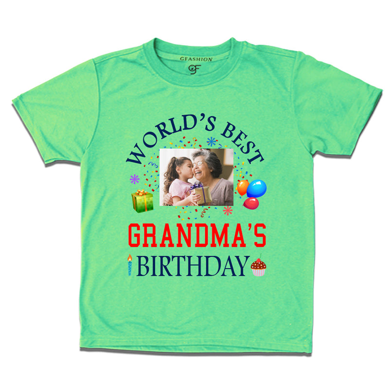 World's Best Grandma's Birthday Photo T-shirt in Pista Green Color available @ gfashion.jpg