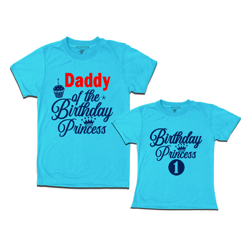 First Birthday T-shirt for Princess with Dad in Sky Blue Color avilable @ gfashion.jpg