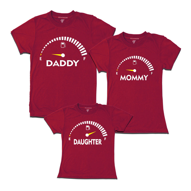 SpeedoMeter Matching T-shirts for Dad Mom and Daughter in Maroon Color available @ gfashion.jpg