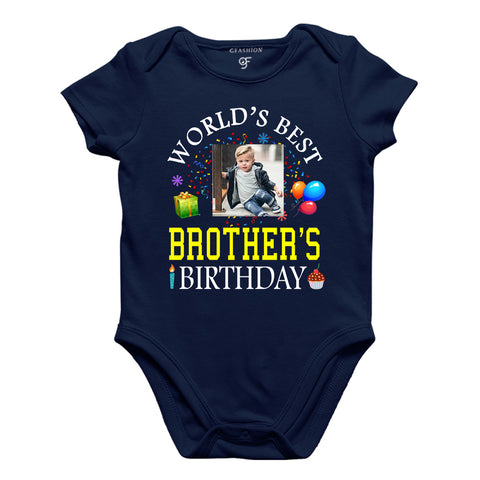 World's Best Brother's Birthday Photo Bodysuit-Rompers in Navy Color available @ gfashion.jpg