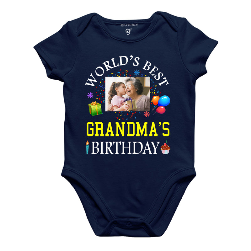 World's Best Grandma's Birthday Photo Bodysuit-Rompers in Navy Color available @ gfashion.jpg