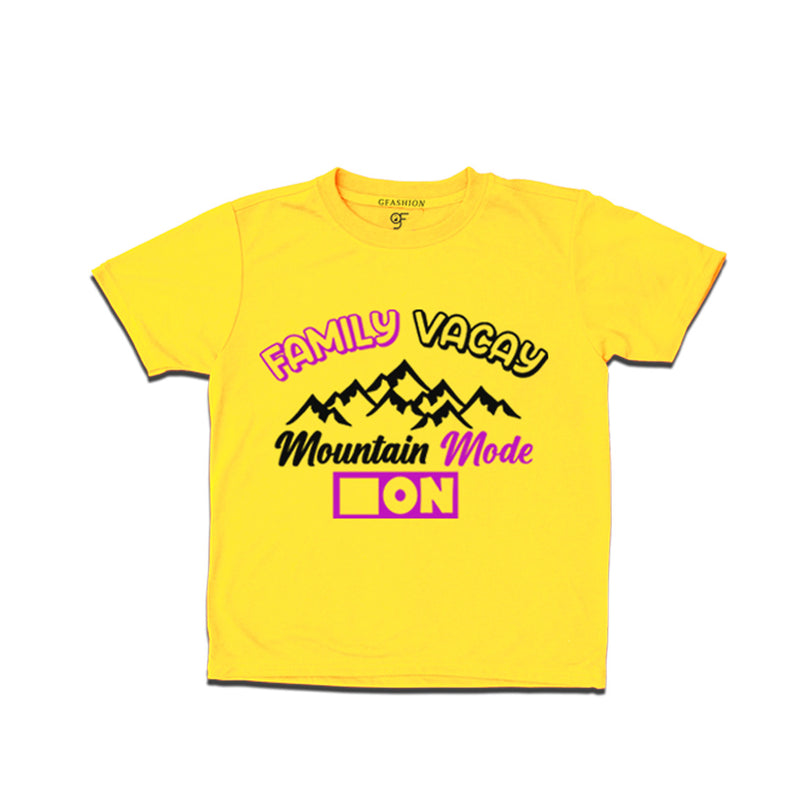 Family Vacay Mountain Mode On T-shirts in Yellow Color available @ gfashion.jpg