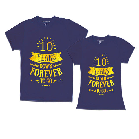10-years-down-forever-to-go-couple-t-shirts-for-anniversary-gfashion-india-Navy