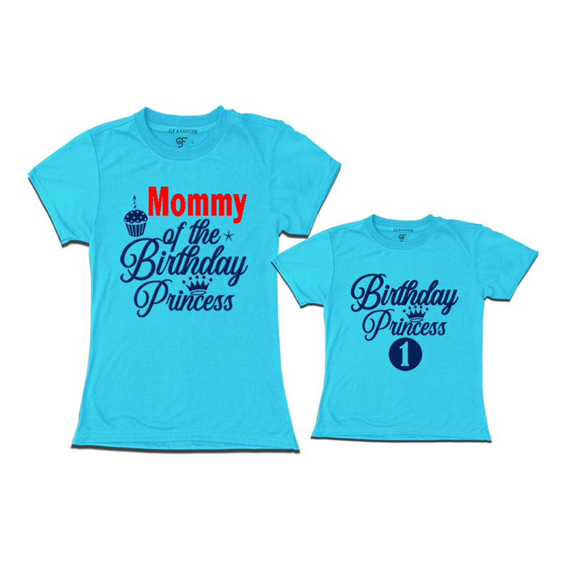 First Birthday T-shirt for Princess with Mom in Sky Blue Color avilable @ gfashion.jpg