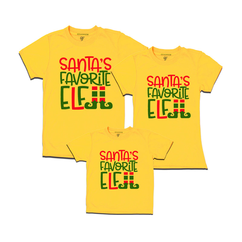 Santa's favorite elf Christmas matching family t-shirt for dad mom and daughter