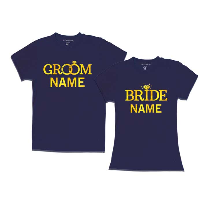 Groom and bride customize text tshirts  for pre wedding shoot