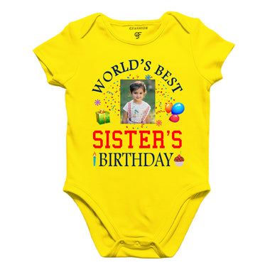 World's Best Sister's Birthday Photo Bodysuit-Rompers in Yellow Color available @ gfashion.jpg