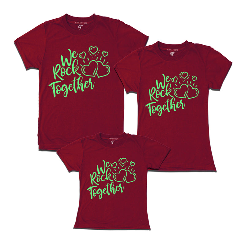 celebrate this christmas with matching t-shirt for we rock together dad mom and girl