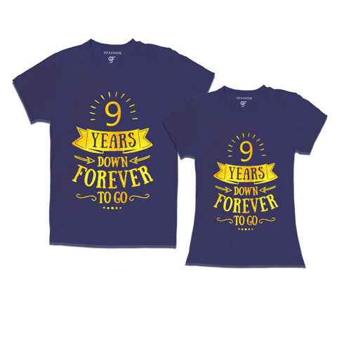 9-years-down-forever-to-go-couple-t-shirts-for-anniversary-gfashion-india-Navy
