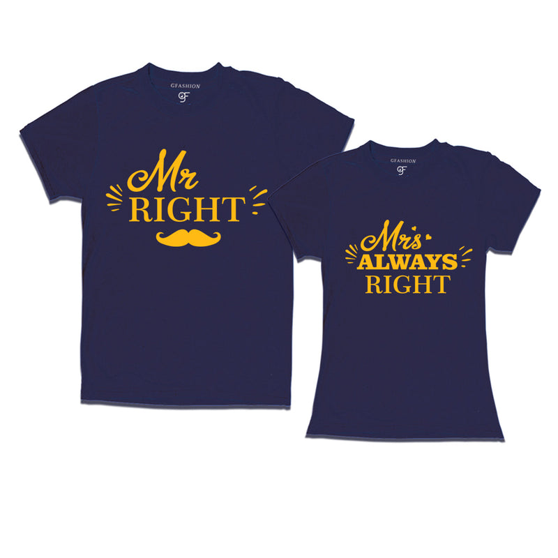 Mr and Mrs right matching couples t-shirt