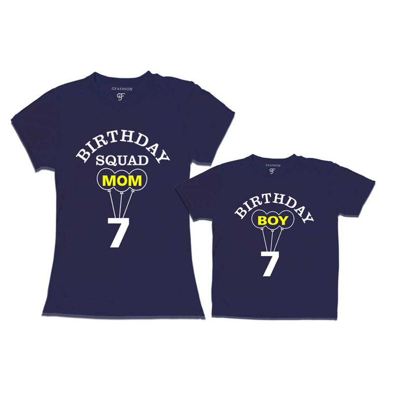 7th Birthday Boy with Squad Mom T-shirts in Navy Color available @ gfashion.jpg