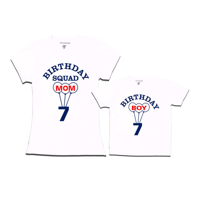 7th Birthday Boy with Squad Mom T-shirts in White Color available @ gfashion.jpg