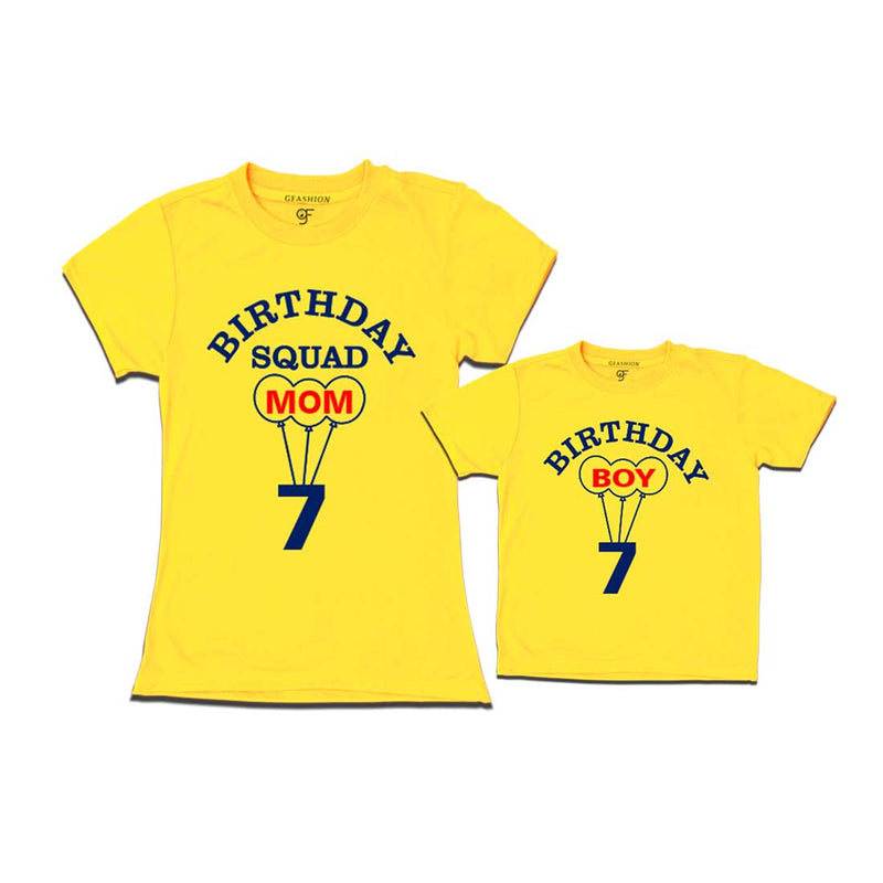 7th Birthday Boy with Squad Mom T-shirts in Yellow Color available @ gfashion.jpg