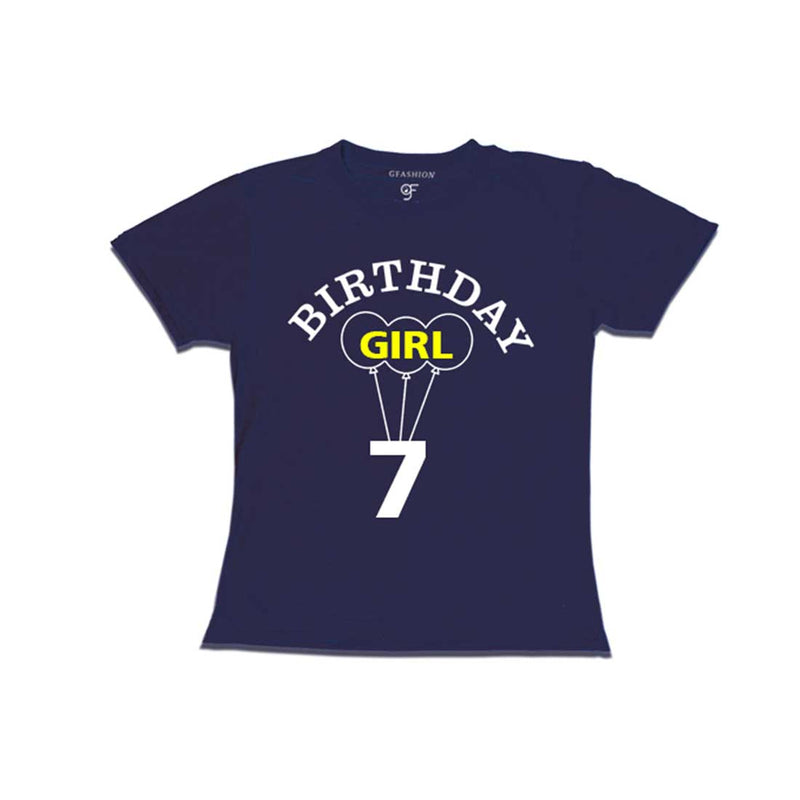 7th Birthday Girl T-shirt in Navy Color available @ gfashion