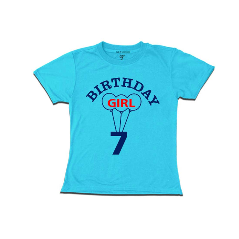 7th Birthday Girl T-shirt in Sky Blue Color available @ gfashion