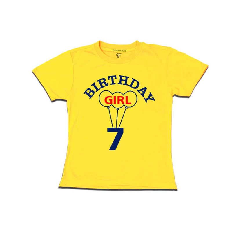 7th Birthday Girl T-shirt in Yellow Color available @ gfashion
