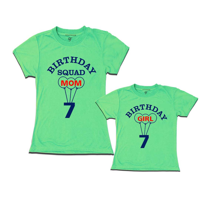 7th Birthday Girl with Squad Mom T-shirts in Pista Green Color available @ gfashion