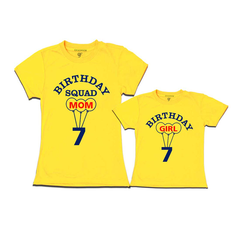 7th Birthday Girl with Squad Mom T-shirts in Yellow Color available @ gfashion
