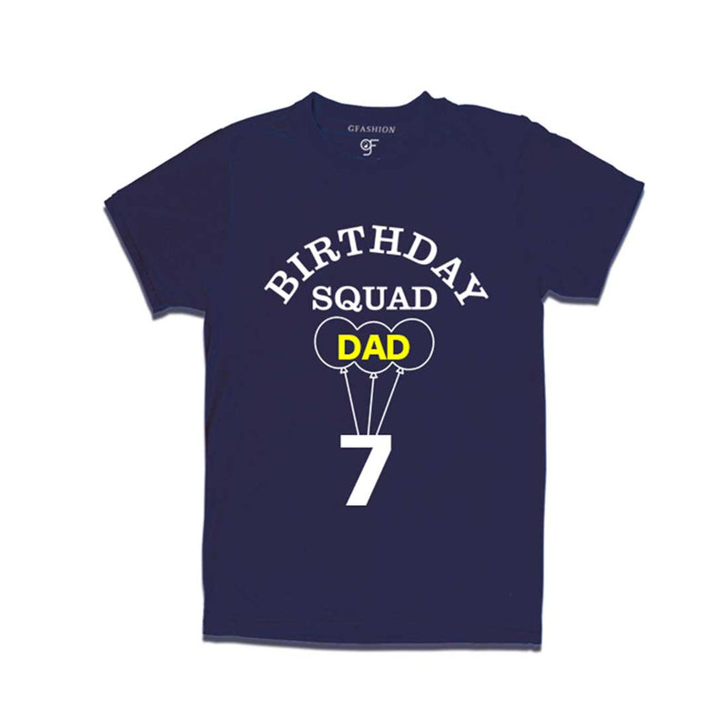 7th Birthday Squad Dad T-shirt in Navy Color available @ gfashion