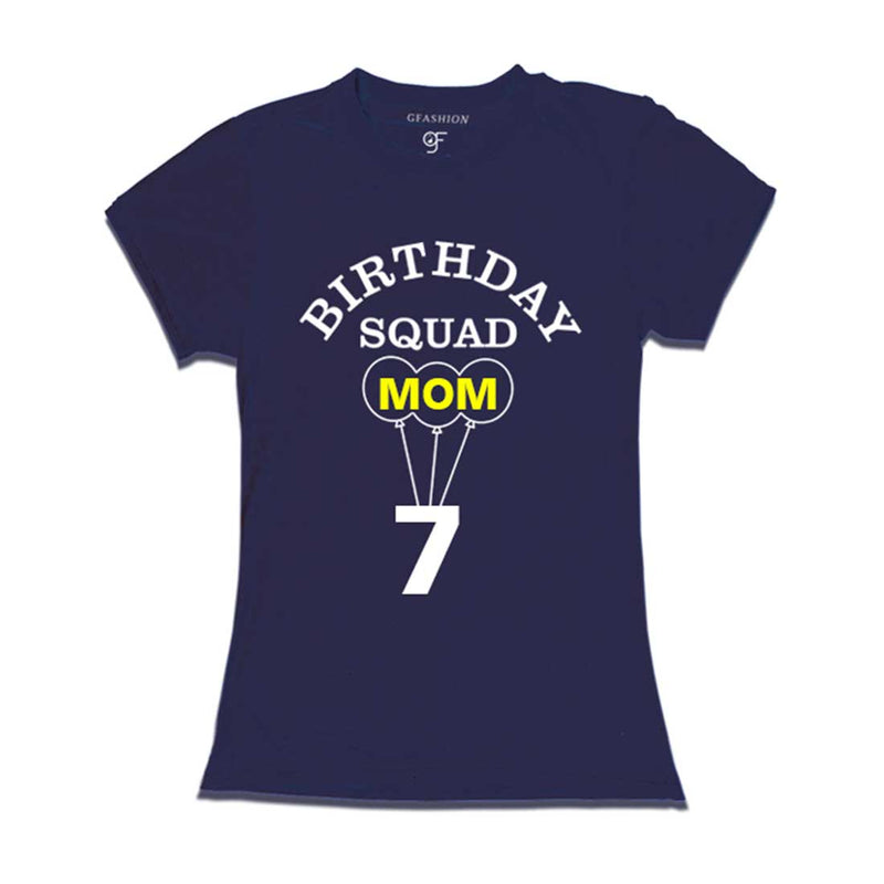 7th Birthday Squad Mom T-shirt in Navy Color available @ gfashion