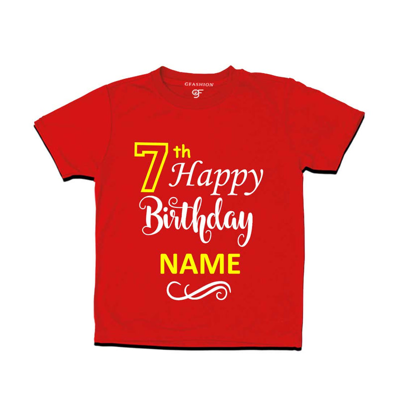 7th Happy Birthday with Name T-shirt-Red-gfashion