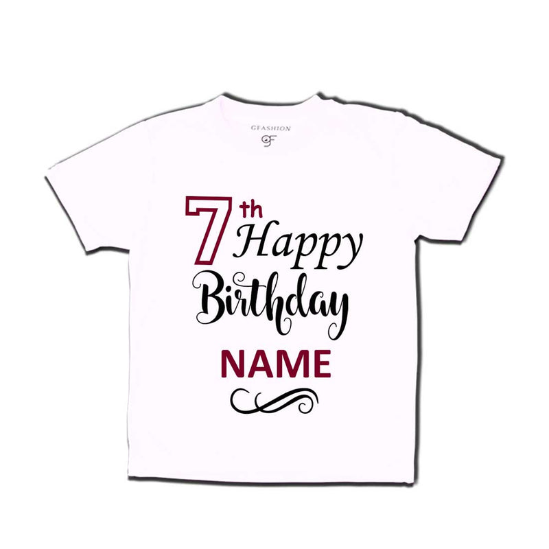 7th Happy Birthday with Name T-shirt-White-gfashion