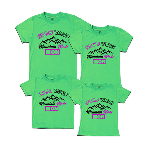 Family Vacay Mountain Mode On T-shirts in Pista Green Color available @ gfashion.jpg