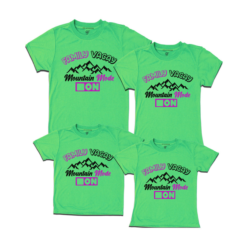Family Vacay Mountain Mode On T-shirts in Pista Green Color available @ gfashion.jpg