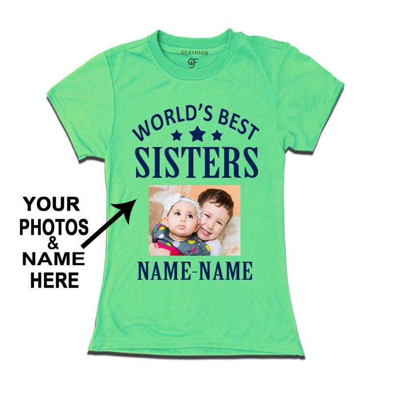 World's Best Sister T-shirt with Photo and Name Customize in Pista Green Color  available @ gfashion.jpg