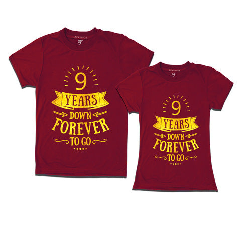 9-years-down-forever-to-go-couple-t-shirts-for-anniversary-gfashion-india-Maroon
