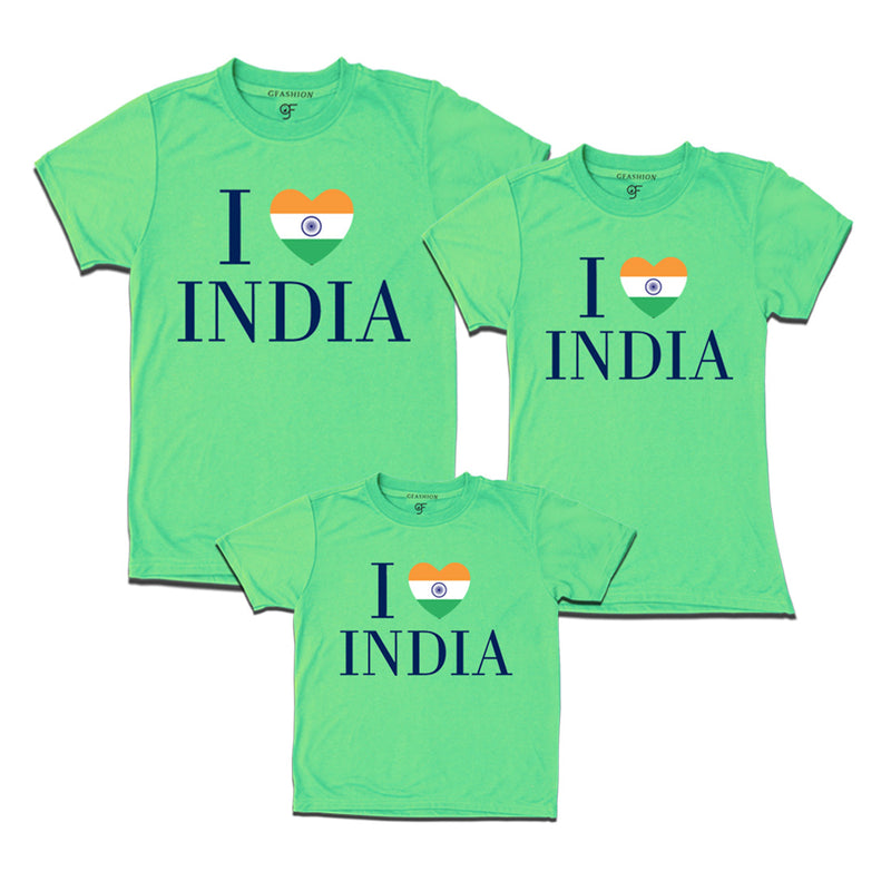 I love India Dad Mom and  Son T-shirts in Pista Green Color available @ gfashion.jpg