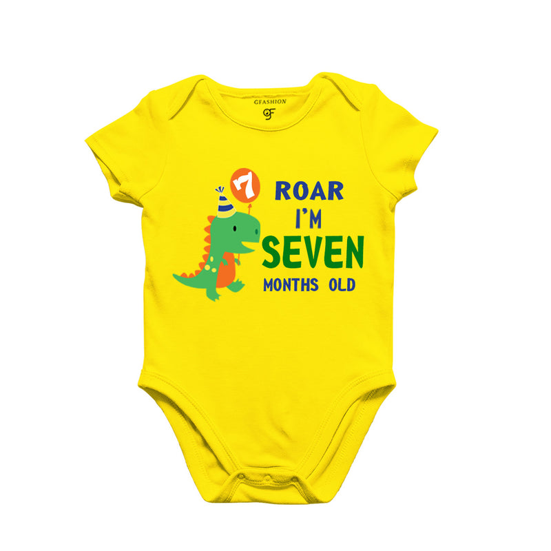 Roar I am Seven Month Old Baby Bodysuit-Rompers in Yellow Color avilable @ gfashion.jpg