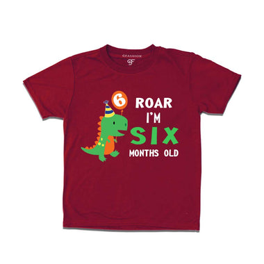 Roar I am Six Month Old Baby T-shirt in Maroon Color avilable @ gfashion.jpg