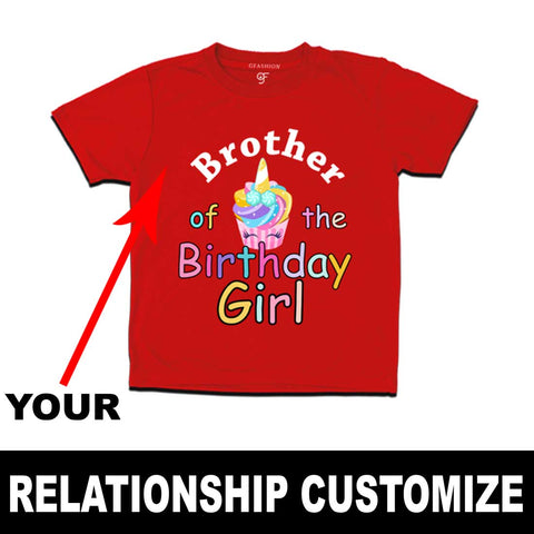 Unicorn Cake Theme Birthday Girl's Relation T-shirt