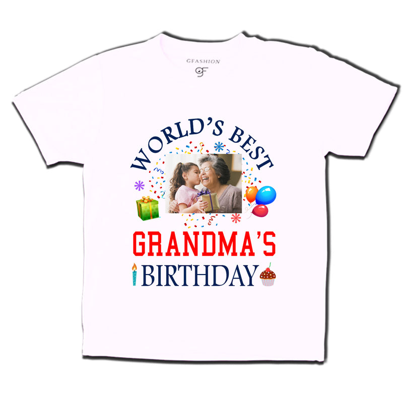 World's Best Grandma's Birthday Photo T-shirt in White Color available @ gfashion.jpg