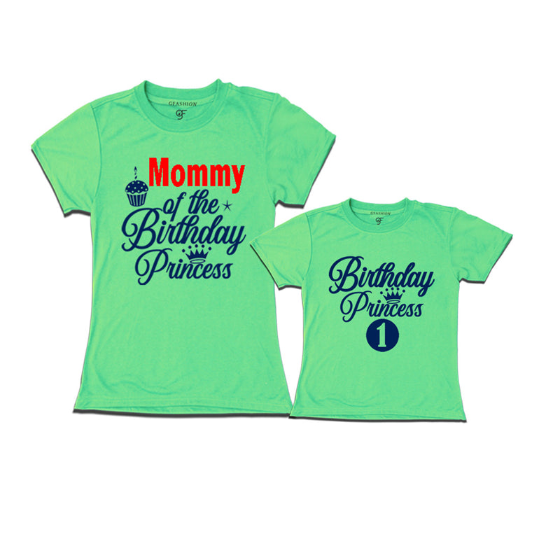 First Birthday T-shirt for Princess with Mom in Pista Green Color avilable @ gfashion.jpg