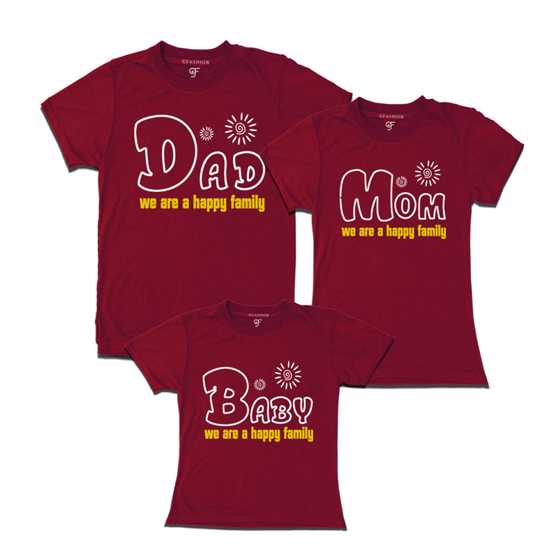 matching family t-shirt for happy family dad mom and girl